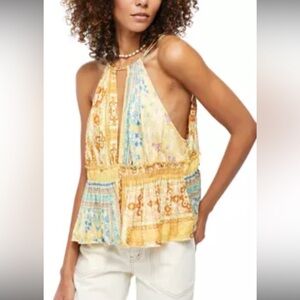 FREE PEOPLE BELLINI PATCHWORK TANK TOP! color Sunshine Combo 
size small